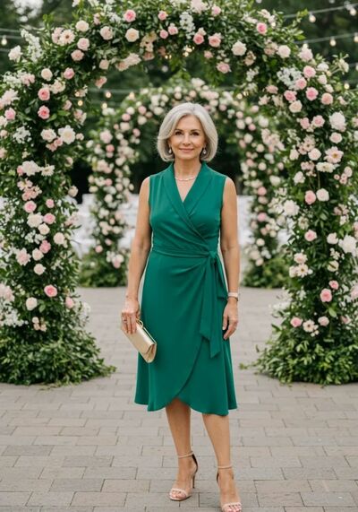 Green A Line Tea-length Mother of Bride/Groom Dress Evening Formal Gowns 