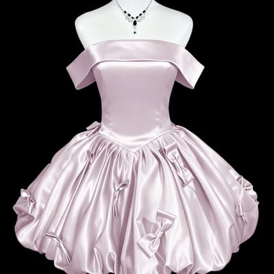 Ethereal purple satin corset bodice party gown