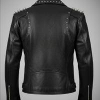 Crafted Leather Men's New Fashion Punk Style Studded Leather Jacket  - Thumbnail 1