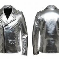Crafted Leather Silver Punk Studded Leather Jacket - Thumbnail 2