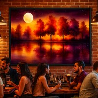 Moonlit Autumn Reflections Forest by Night - Thumbnail 2