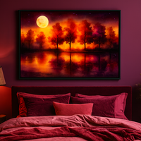 Moonlit Autumn Reflections Forest by Night - Thumbnail 3