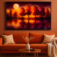 Moonlit Autumn Reflections Forest by Night - Thumbnail 4