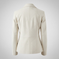 Crafted Leather Mens Classic White Suede Leather Jacket Coat Pure Lambskin Motorcycle Slim Fit Biker  - Thumbnail 1