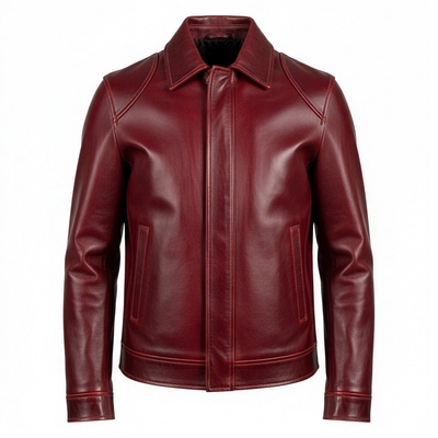 Crafted Leather Mens Classic Crimson Leather Jacket Pure Lambskin Motorcycle Slim Fit Biker 