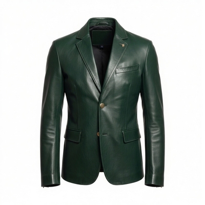 Crafted Leather Mens Classic Green Leather Jacket Coat Pure Lambskin Motorcycle Slim Fit Biker 