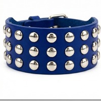 Blue Silver Dome Studded Wristband - Thumbnail 2