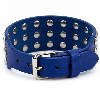 Blue silver dome studded wristband