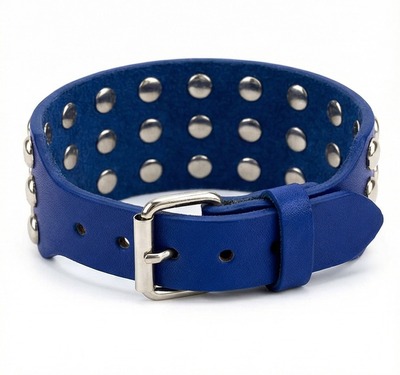 Blue Silver Dome Studded Wristband