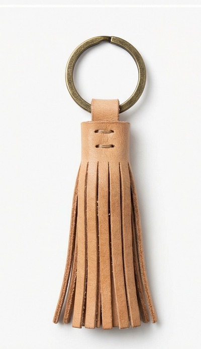 Beautiful Tan Leather Tassel Keychain – Handmade