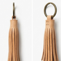 Beautiful Tan Leather Tassel Keychain – Handmade - Thumbnail 1