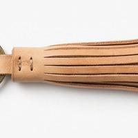 Beautiful Tan Leather Tassel Keychain – Handmade - Thumbnail 3
