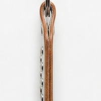 White and Gray Studded Leather Keychain - Thumbnail 2