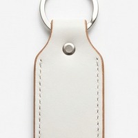 White and Gray Studded Leather Keychain - Thumbnail 3