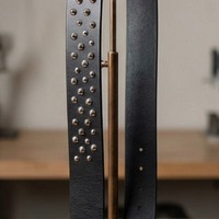 Chaotic Silver Cone Stud Belt Black Leather - Thumbnail 1