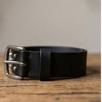 Chaotic Silver Cone Stud Belt Black Leather - Thumbnail 4