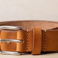 Single Row Silver Dome Stud Belt Tan Leather - Thumbnail 1