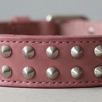 2 Row Silver Cone Stud Belt Pink Leather - Thumbnail 2