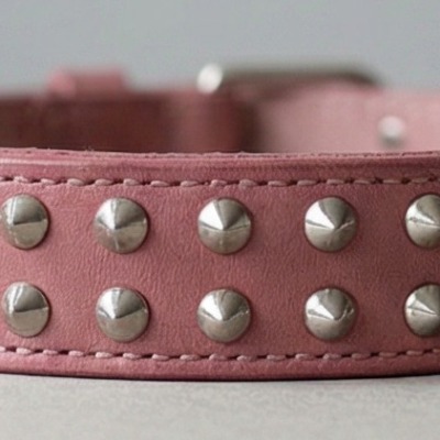 2 row silver cone stud belt pink leather
