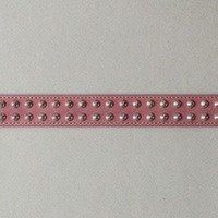 2 Row Silver Cone Stud Belt Pink Leather - Thumbnail 1