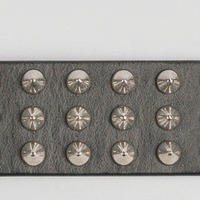 3 Row Silver Cone Stud Belt Gray Leather - Thumbnail 2