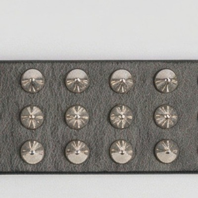 3 row silver cone stud belt gray leather