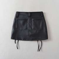 Black PU leather midi skirt - Thumbnail 2