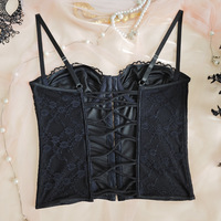 Sexy Underwire Fishbone Lace Camisole Bra with Backless Button-Down Top - Thumbnail 2