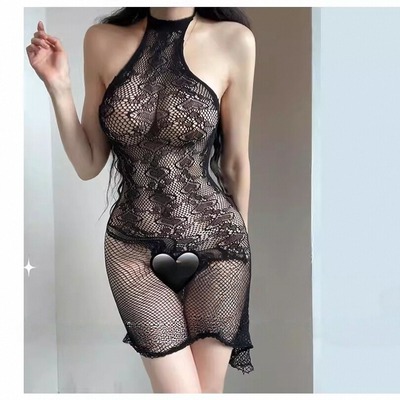 Atmospheric heart jacquard mesh dress