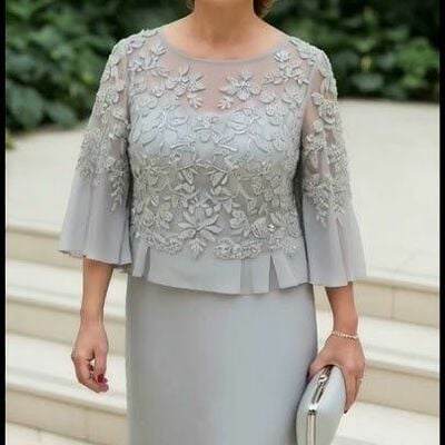 Plus size lace tea-length mother of bride/groom dress evening formal gowns 
