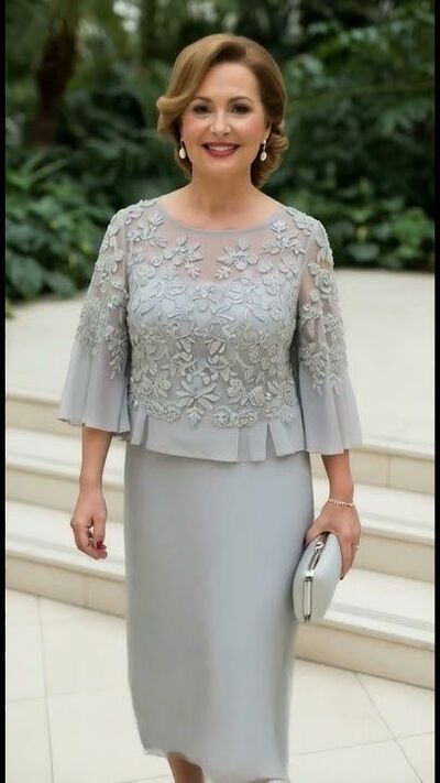 Plus Size Lace Tea-length Mother of Bride/Groom Dress Evening Formal Gowns 