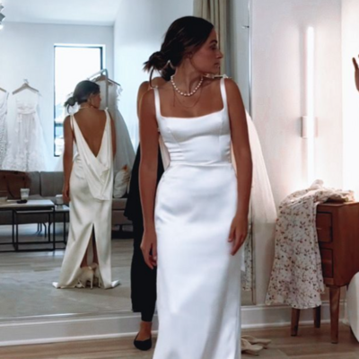 Sheath satin bridal gown wedding dress