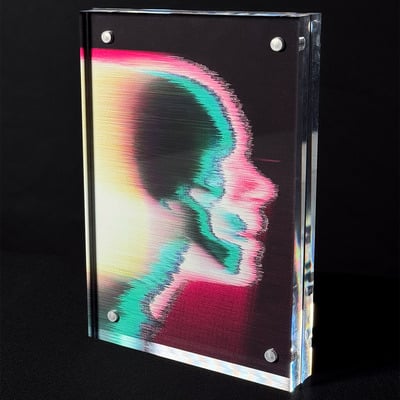 Anomaly 251117: one-of-a-kind signed glitch art 4" x 6" giclée print in acrylic frame