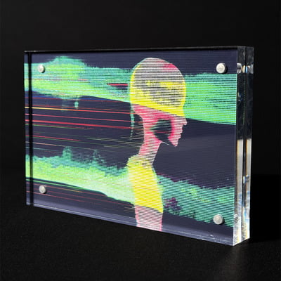 Anomaly 251116: one-of-a-kind signed glitch art 6" x 4" giclée print in acrylic frame