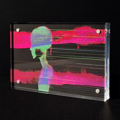 Anomaly 251122: one-of-a-kind signed glitch art 6" x 4" giclée print in acrylic frame