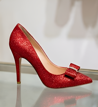 Crafted Leather Classic Women Red Glitter Pointed Toe Dress Shoes