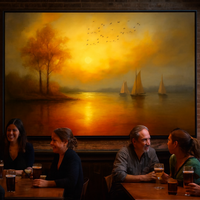 Golden Sunset with Autumn Trees and Sailboats - Thumbnail 2