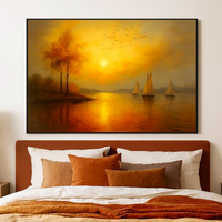 Golden Sunset with Autumn Trees and Sailboats - Thumbnail 3