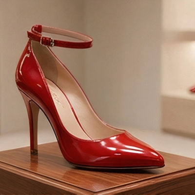 Crafted leather classic luxury handcrafted women’s high heel pointed toe red monk strap dress shoes