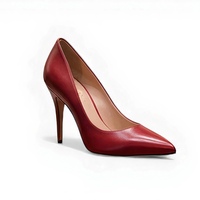 Crafted Leather Classic Luxury Handcrafted Women’s Crimson Leather Pointed Toe High Heel Dress Shoes Perfect For Evening Parties - Thumbnail 2