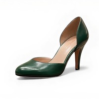 Crafted Leather Classic Luxury Handcrafted Women’s Emerald Green Leather Round Toe Dress Shoes  - Thumbnail 3