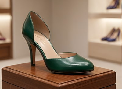 Crafted Leather Classic Luxury Handcrafted Women’s Emerald Green Leather Round Toe Dress Shoes 