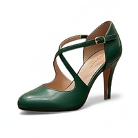 Crafted Leather Handcrafted Women’s Green Leather Dress Shoes  - Thumbnail 2