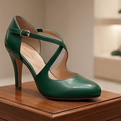 Crafted leather handcrafted women’s green leather dress shoes 