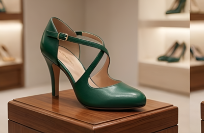 Crafted Leather Handcrafted Women’s Green Leather Dress Shoes 