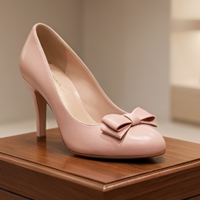 Crafted Leather Handcrafted Women’s Pink Leather Round Toe Bow Style Dress Shoes  - Thumbnail 3