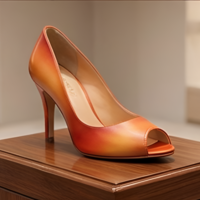 Crafted Leather Handcrafted Women’s Warm Orange Gradient Effect Peep Toe Dress Shoes  - Thumbnail 2