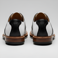 Crafted Leather Men’s Dress Shoes Handcrafted White Black Leather Saddle Golf  - Thumbnail 4