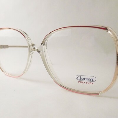 Mrs doubtfire 1980's vintage clear and red pink big eyeglasses