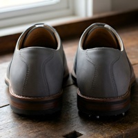 Crafted Leather Men’s Handcrafted Gray Leather Saddle Golf Shoes - Thumbnail 1